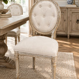 Safavieh Holloway Tufted Oval DINING CHAIRS Beige/Rustic Oak 20w24d39h