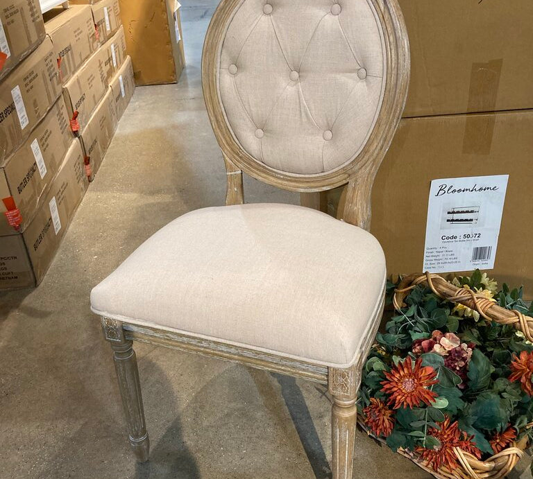 Safavieh Holloway Tufted Oval DINING CHAIRS Beige/Rustic Oak 20w24d39h