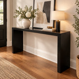 Mobile Wood Waterfall Console CONSOLE TABLE Black 66w14d29h