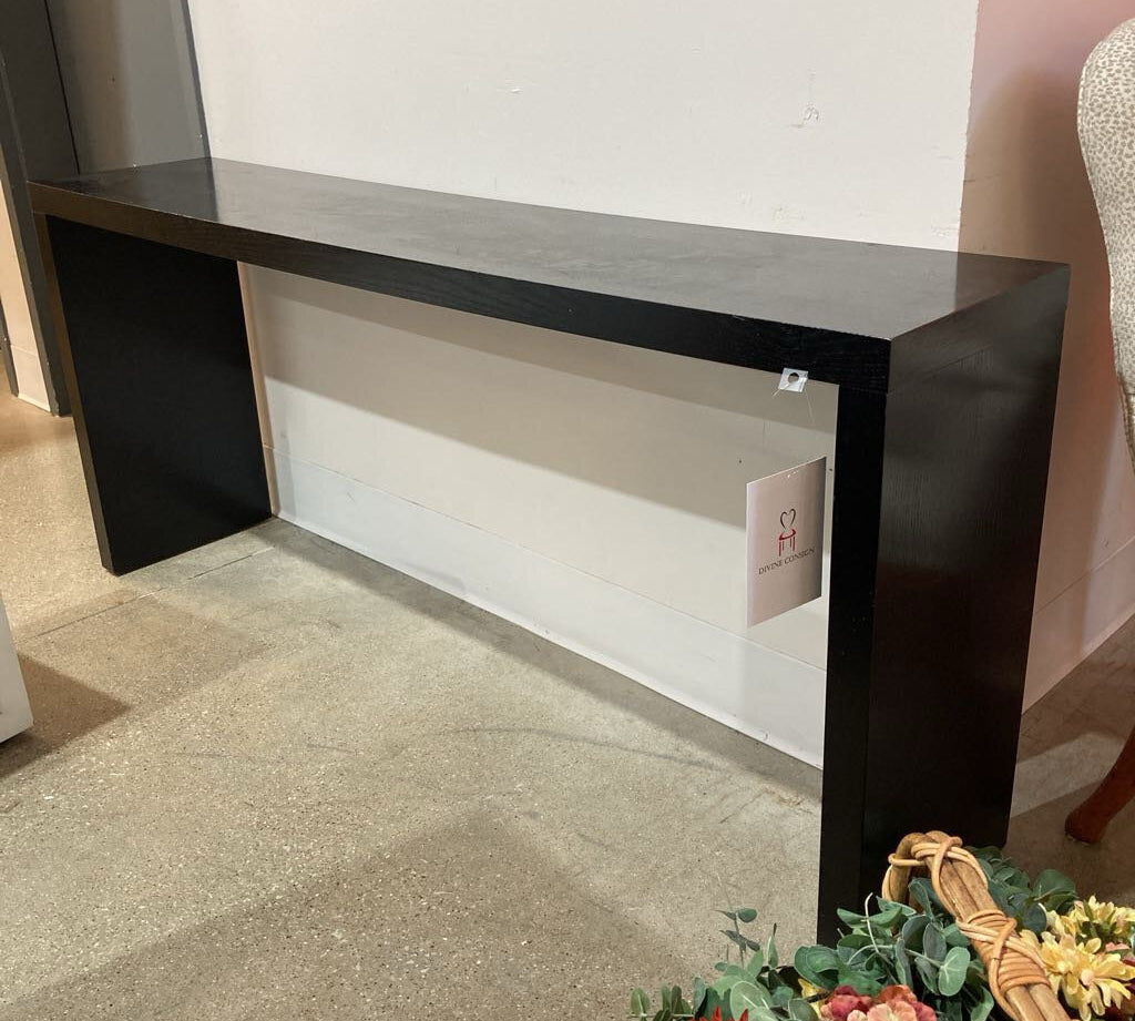 Mobile Wood Waterfall Console CONSOLE TABLE Black 66w14d29h