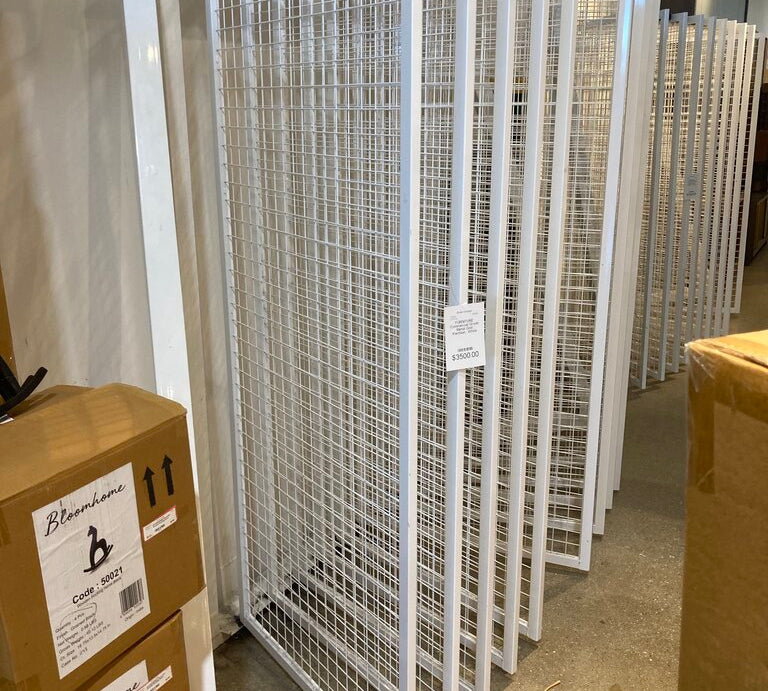 Commercial Grade Metal Grid Partition FURNITURE White