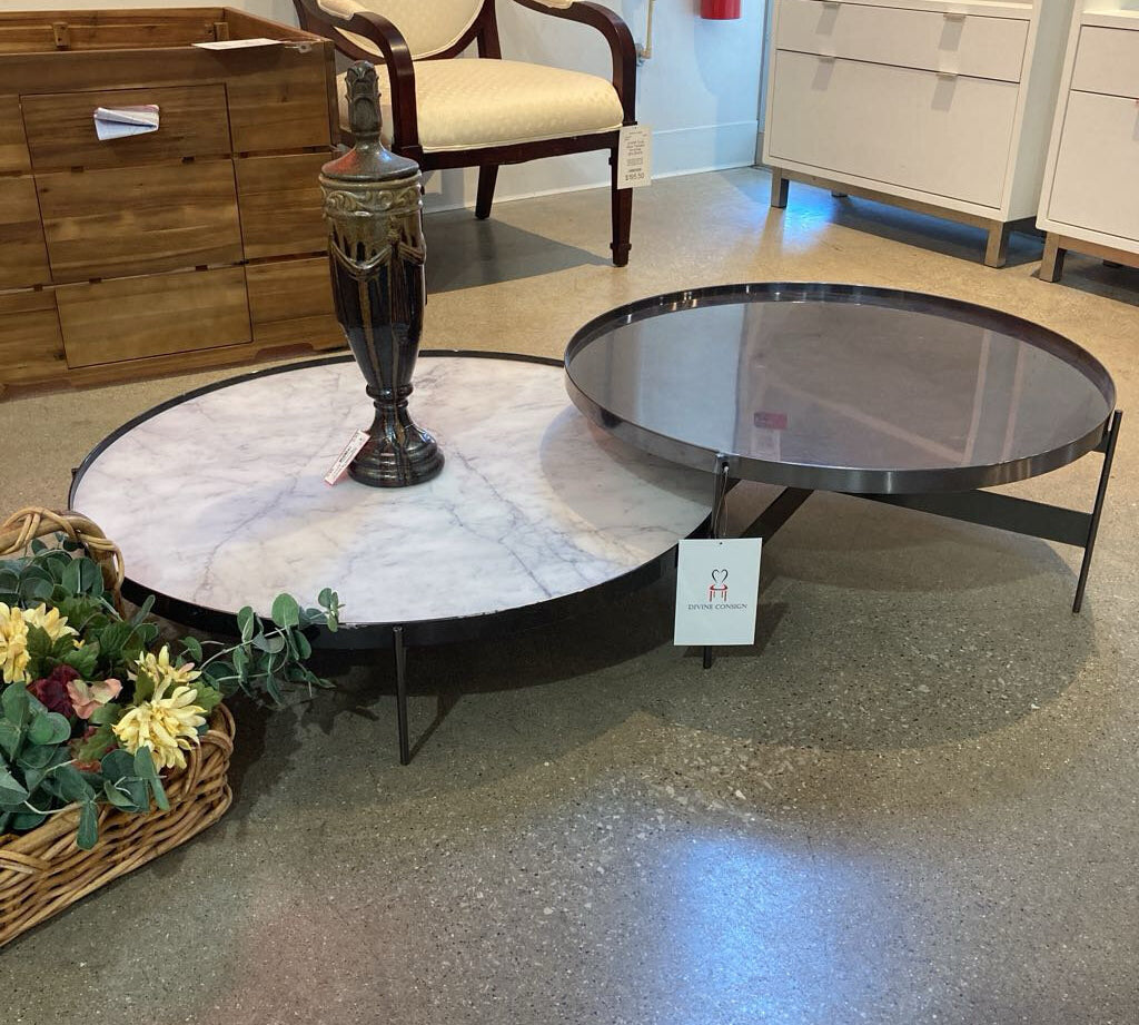 Pianca 2pc Set Italian Abaco Low Nesting COFFEE/COCKTAIL TABLE 45d12h
