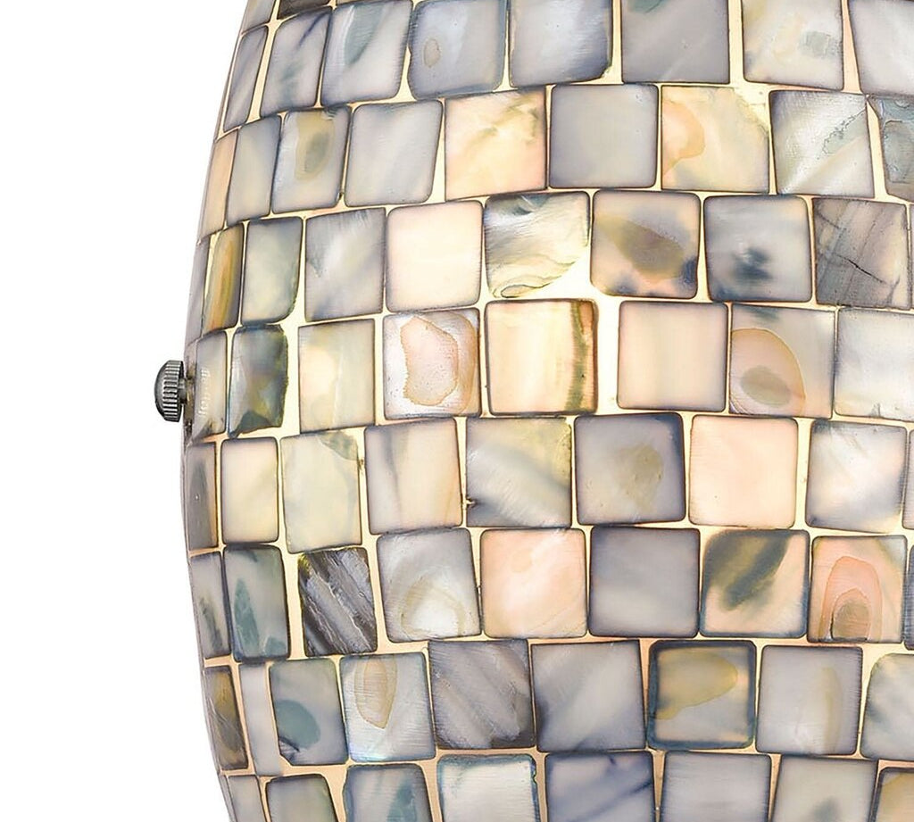 Capri High 1-Light Handcrafted Capiz Shell Design in Satin Nickel LIGHTING 8"