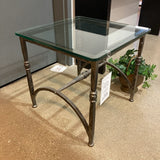Brutalist Forged Square w/ Glass Top END/SIDE TABLE 24w24d22h
