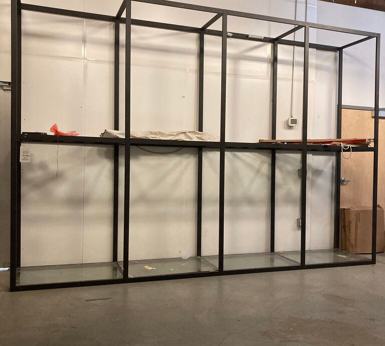 Commercial Grade Tiered Industrial Metal & Glass Display FURNITURE 172w30d120h