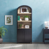 Walker Edison Modern 3 Shelf Open Arched Bookcase Cabinet CABINET Black 30w15d76h