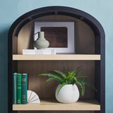 Walker Edison Modern 3 Shelf Open Arched Bookcase Cabinet CABINET Black 30w15d76h