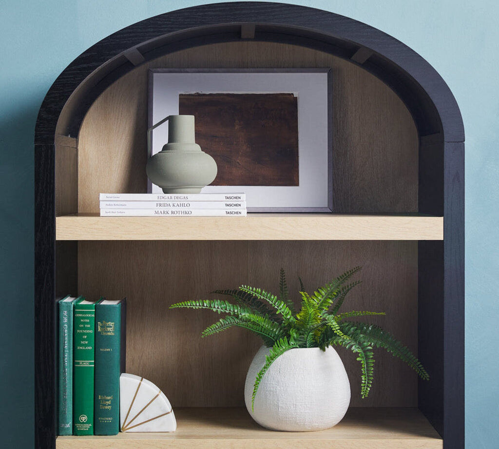 Walker Edison Modern 3 Shelf Open Arched Bookcase Cabinet CABINET Black 30w15d76h