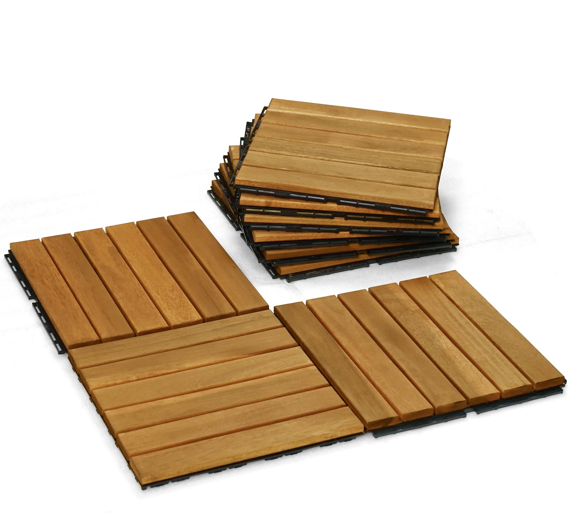 Solid Wood Deck Tiles 6 Slat Set 9