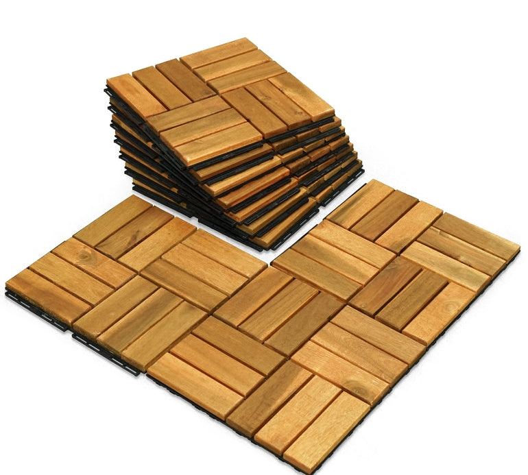 Solid Wood Deck Tiles Set 10