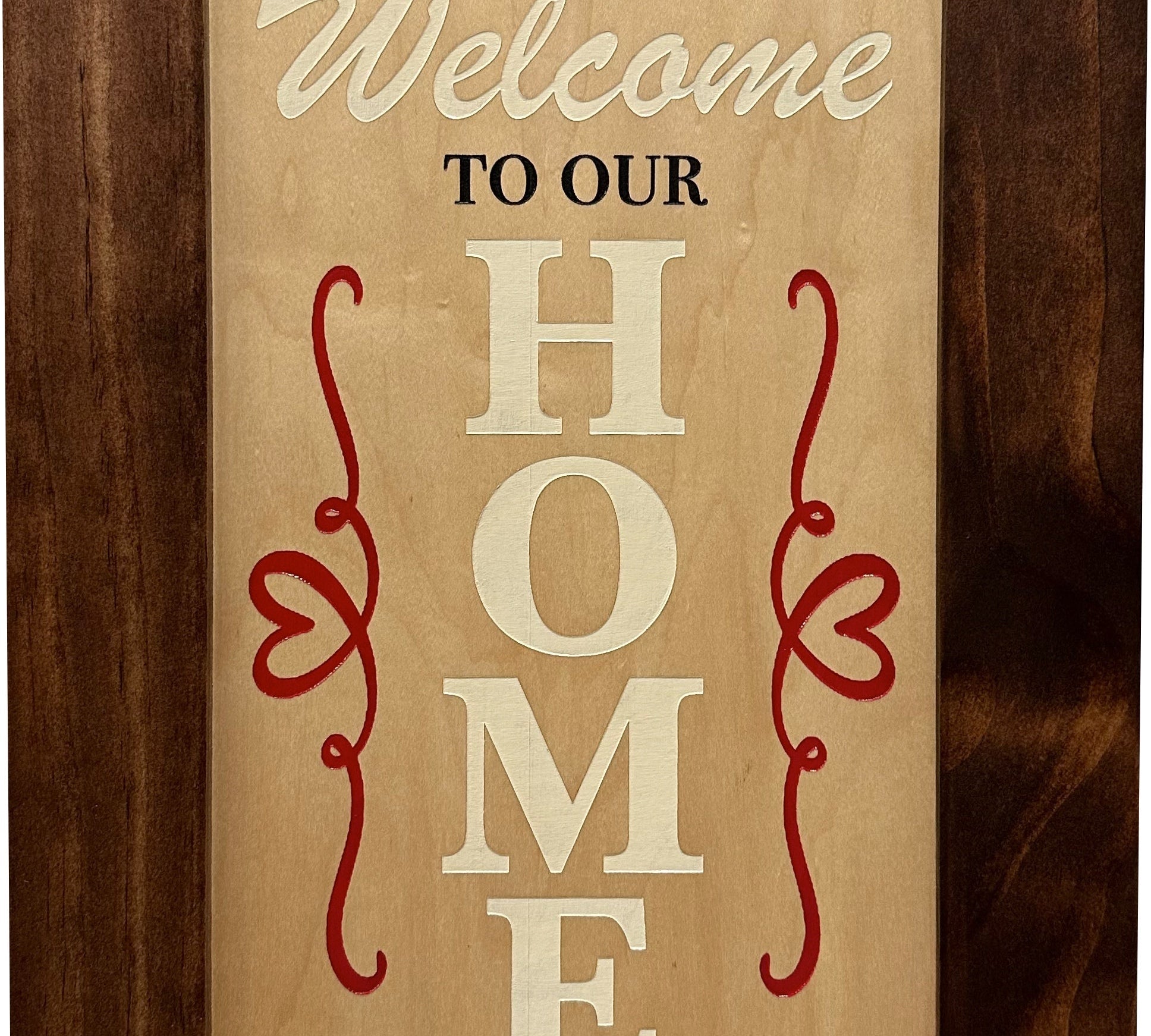 Wood Secure Gun Safe Welcome to our Home Wall Decor (Red Oak)