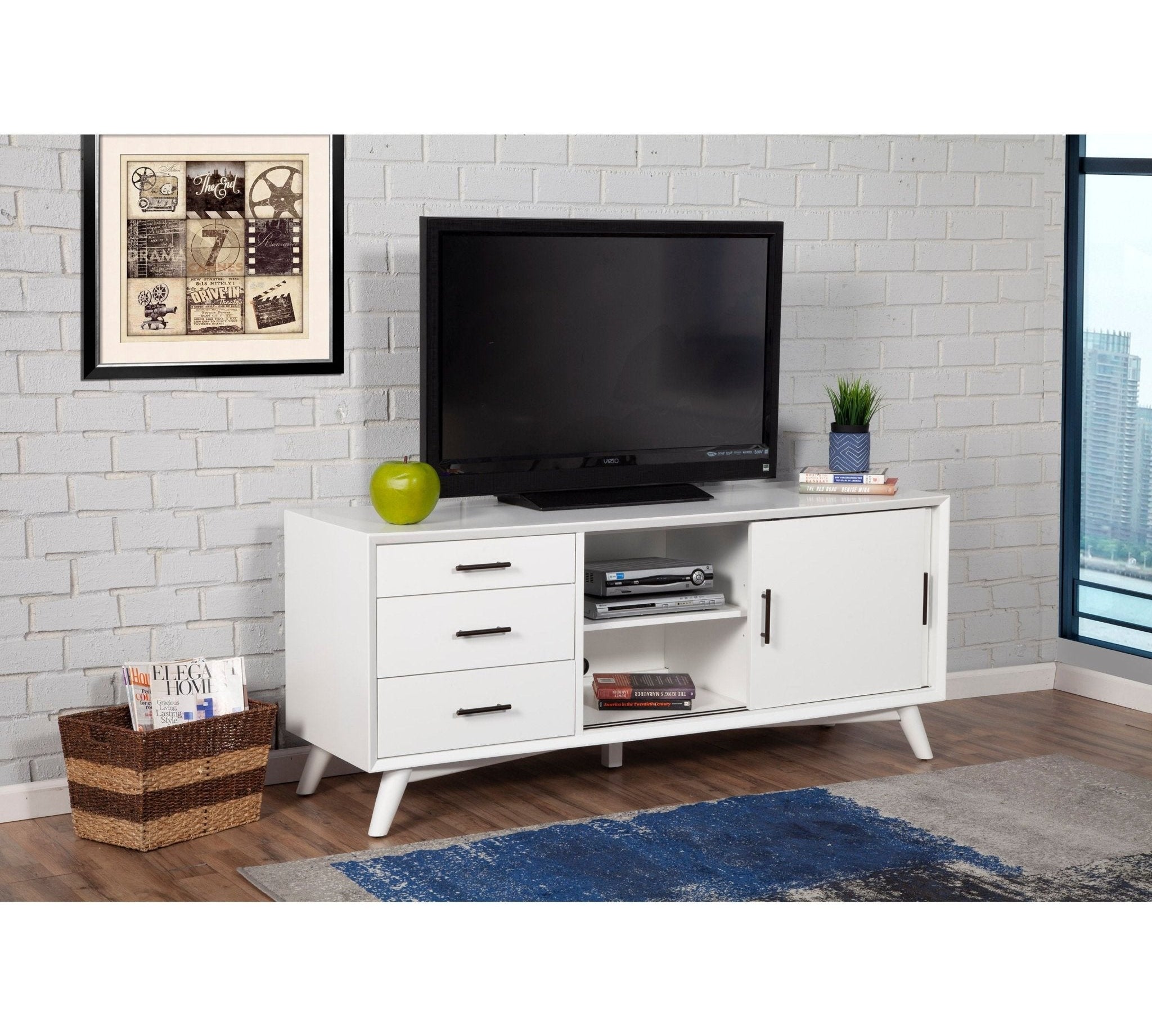 Flynn Large TV Console, White