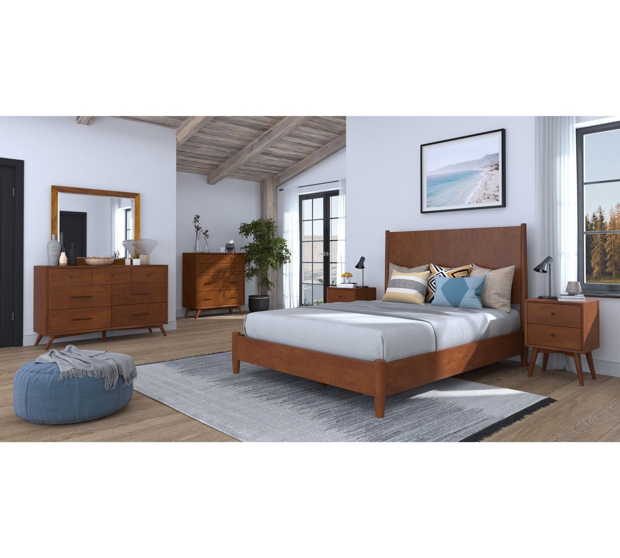 Flynn Panel Bed, Chestnut