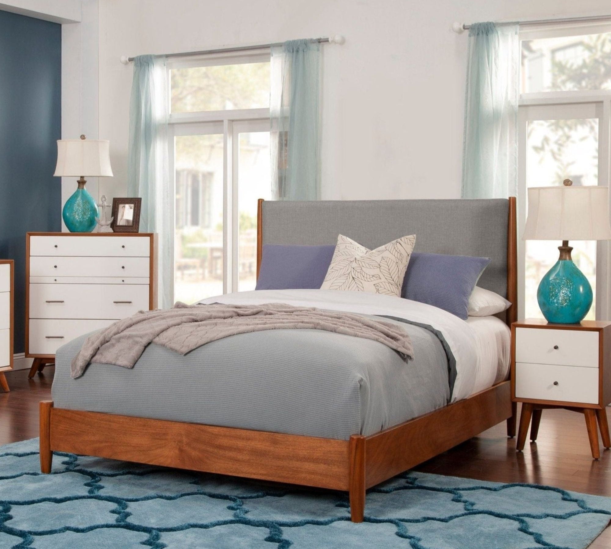 Flynn Panel Bed, Chestnut/Grey