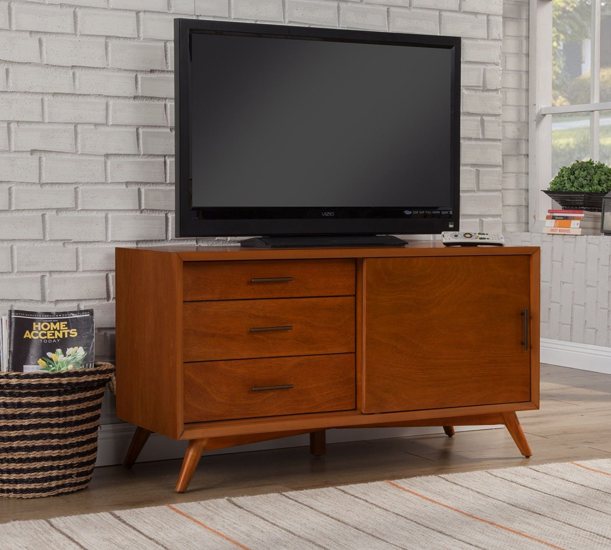 Flynn Small TV Console, Chestnut