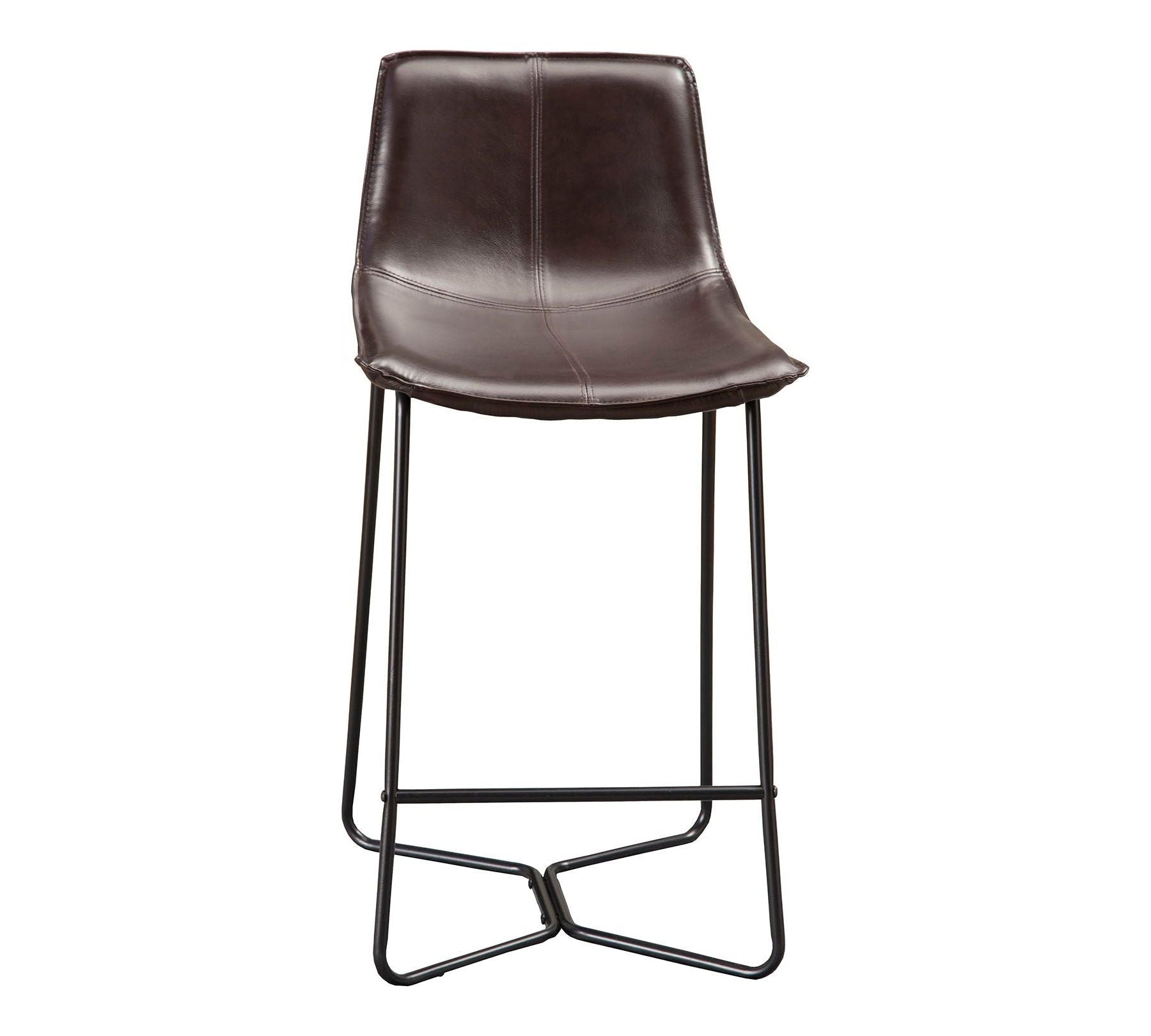 Live Edge Leather Pub Chairs, Dark Brown