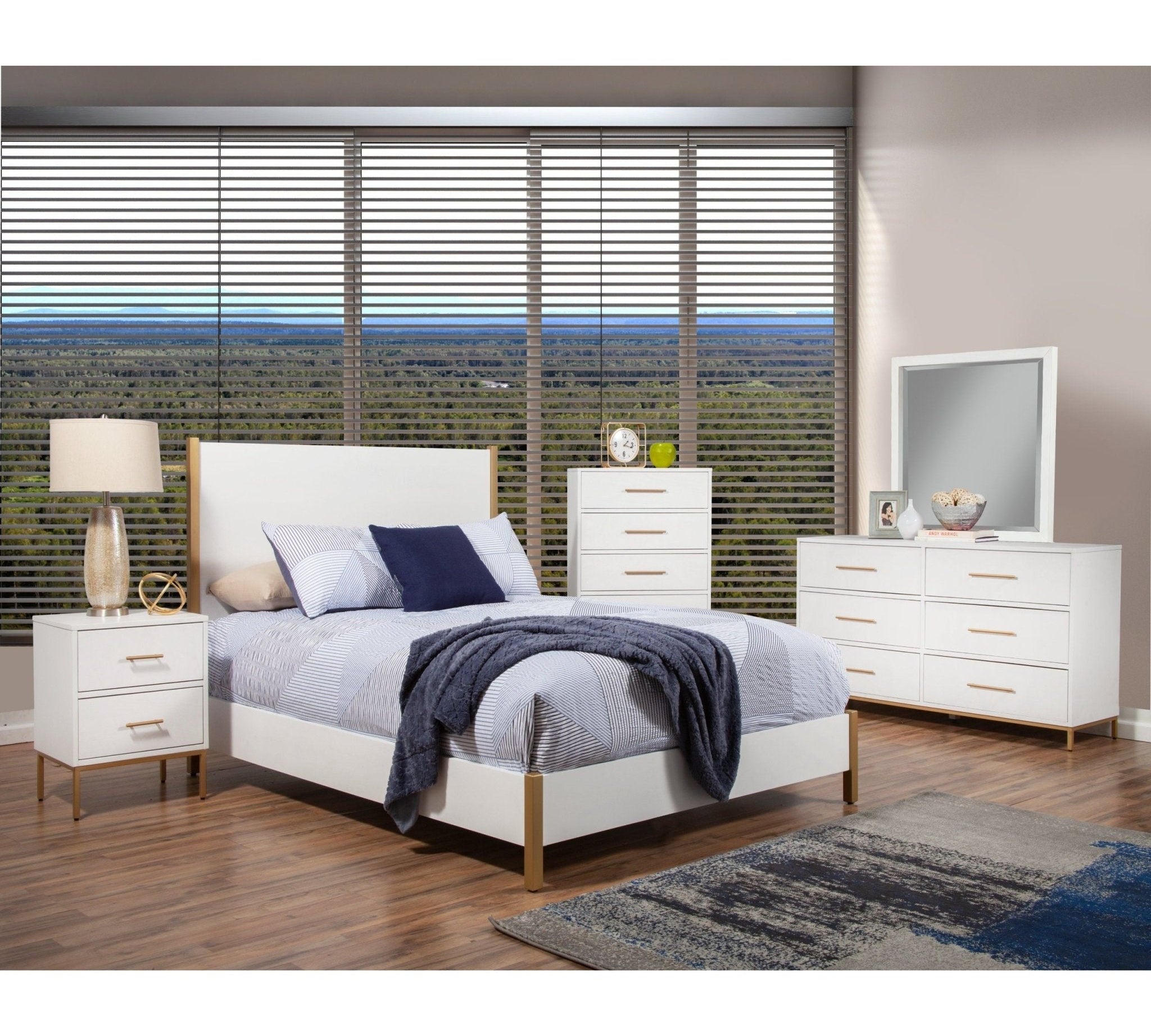 Madelyn Upholstered Panel Bed, Neutral White
