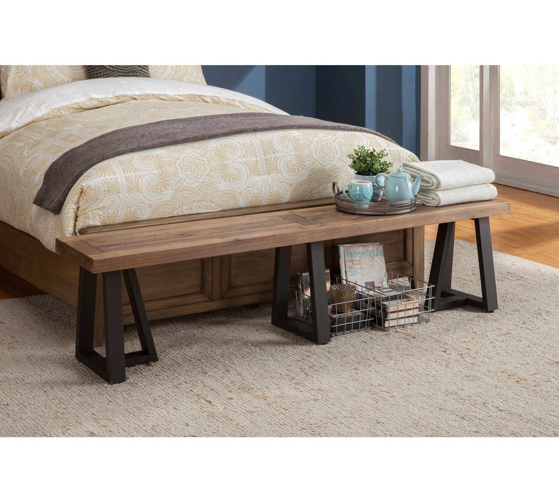 Prairie Dining Bench, Natural/Black