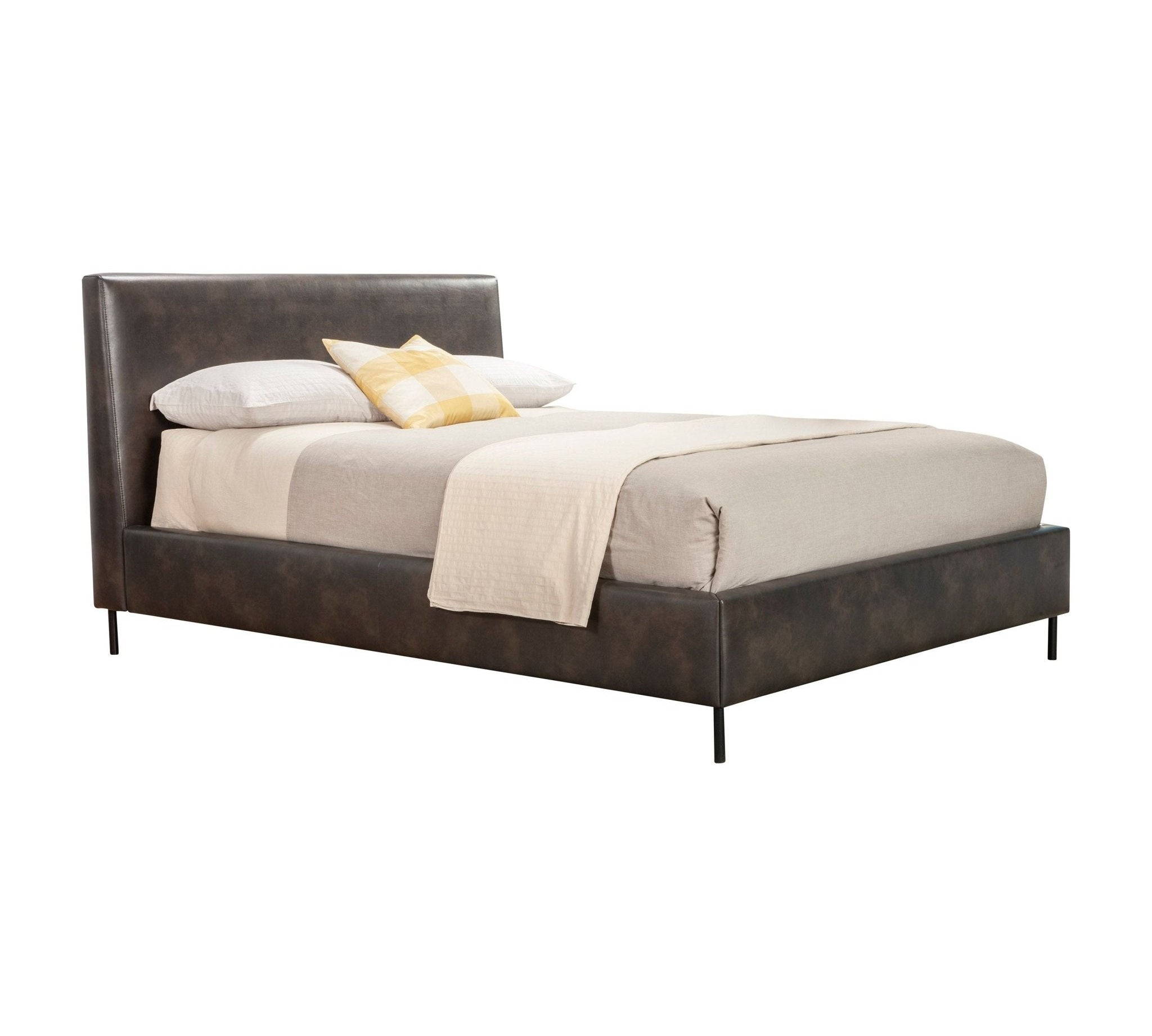 Sophia Faux Leather Platform Bed, Gray
