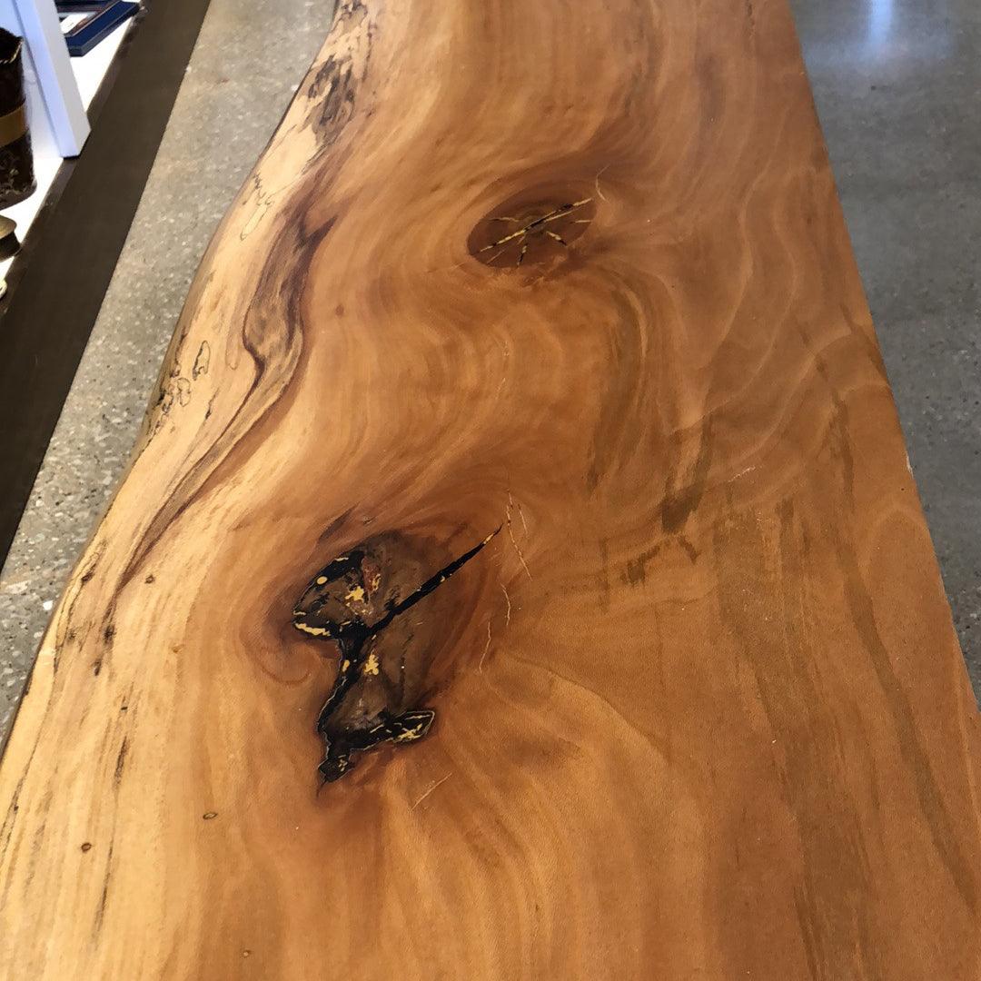 Wood Metal and Beyond - CUSTOM Live Edge Sycamore Wood Waterfall Bench / Coffee Table BENCH - Divine Consign Furniture Store 