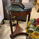 Round Marble Top SIDE TABLE Green/Brown 18x18x25