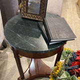 Round Marble Top SIDE TABLE Green/Brown 18x18x25