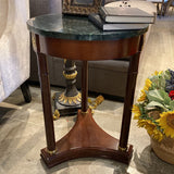 Round Marble Top SIDE TABLE Green/Brown 18x18x25