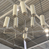 Chandeller Silver with 8 White Shades LIGHTING